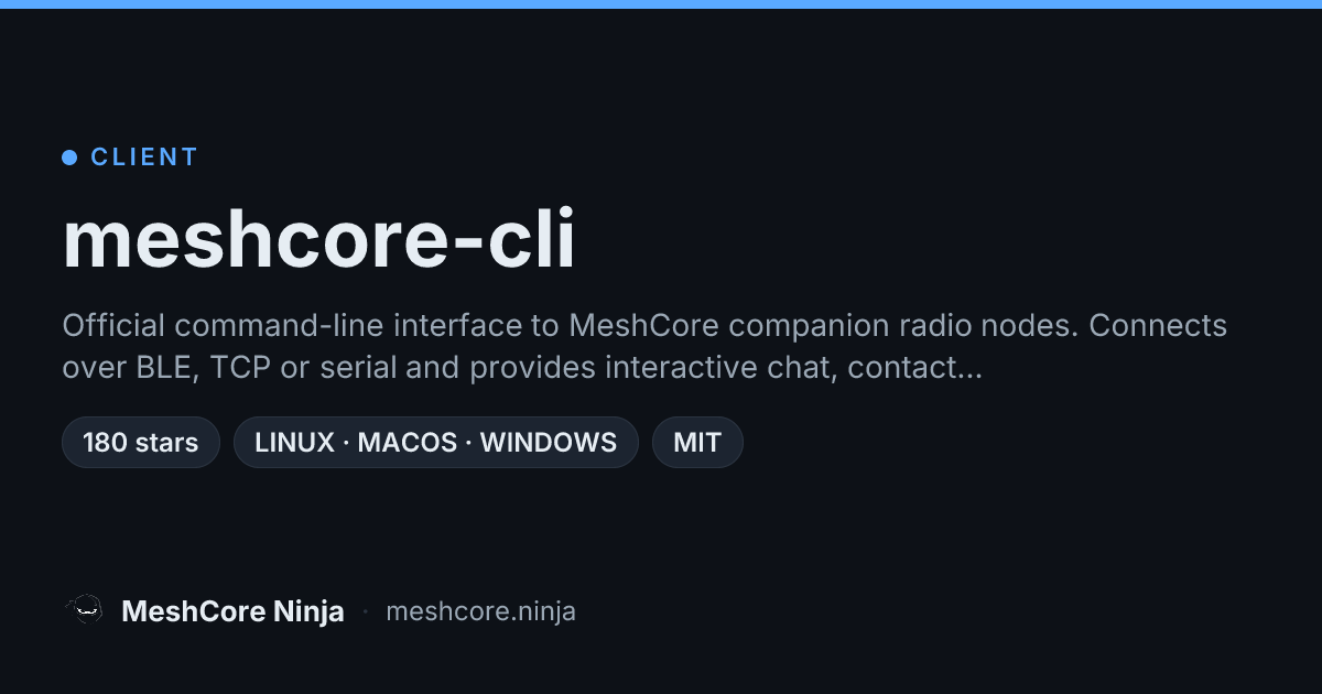 meshcore-cli — MeshCore Ninja